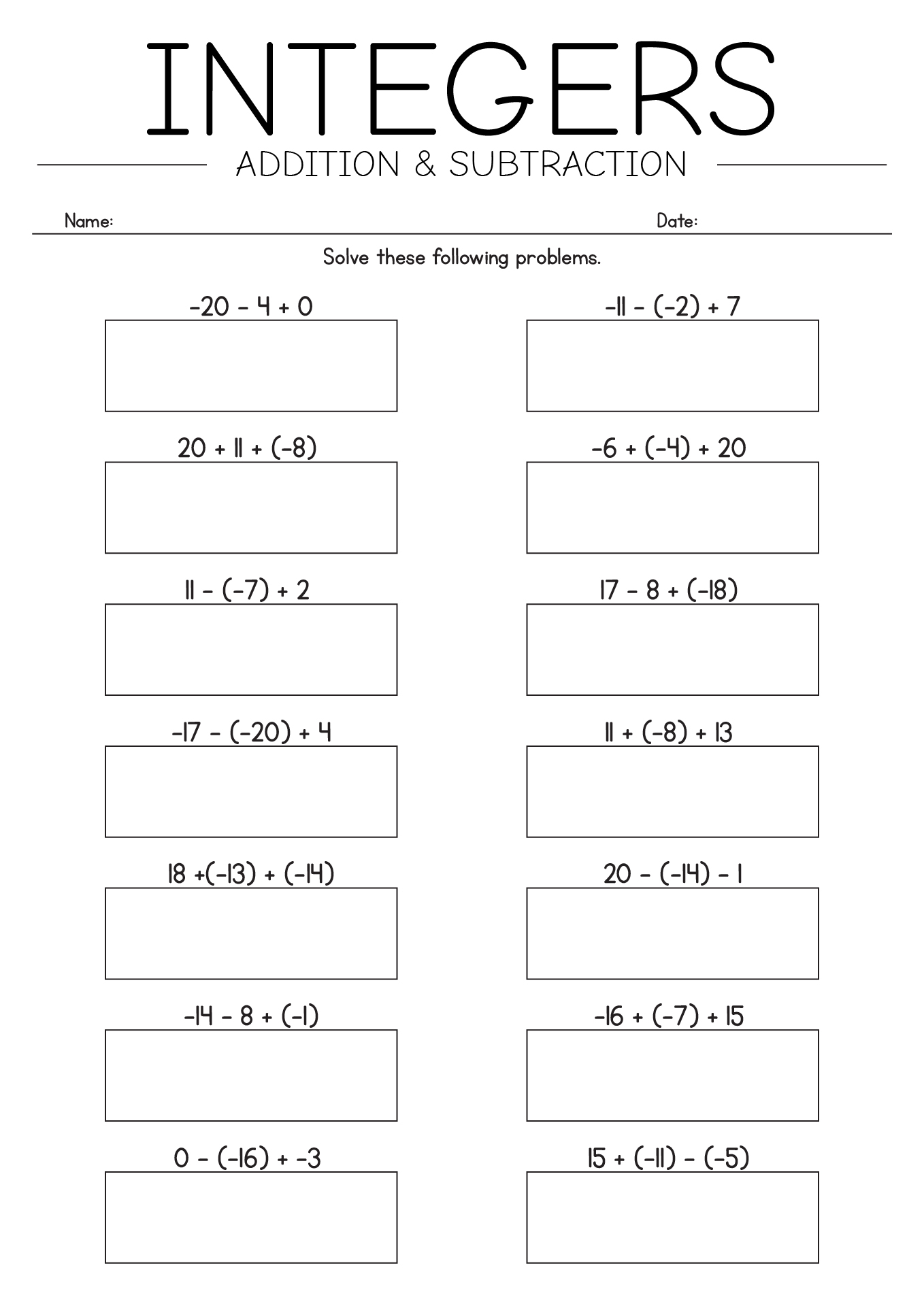 Free Printable Integer Number Lines Free Printable Integer Number Lines