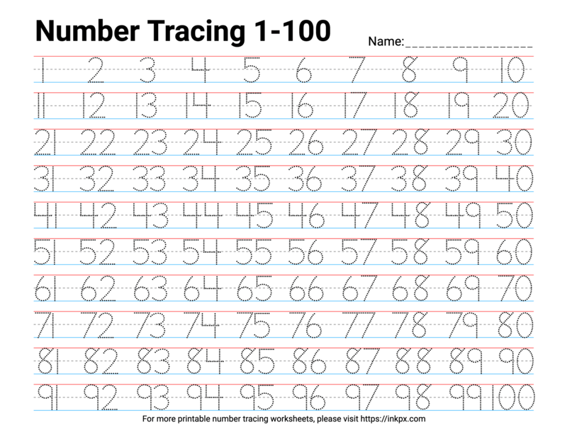 Free Printable Number Tracing Worksheets 1 100 In PDF PNG And JPG 