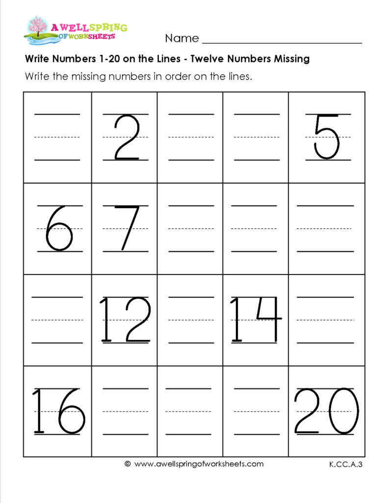 Free Printable Number Worksheets 1 20