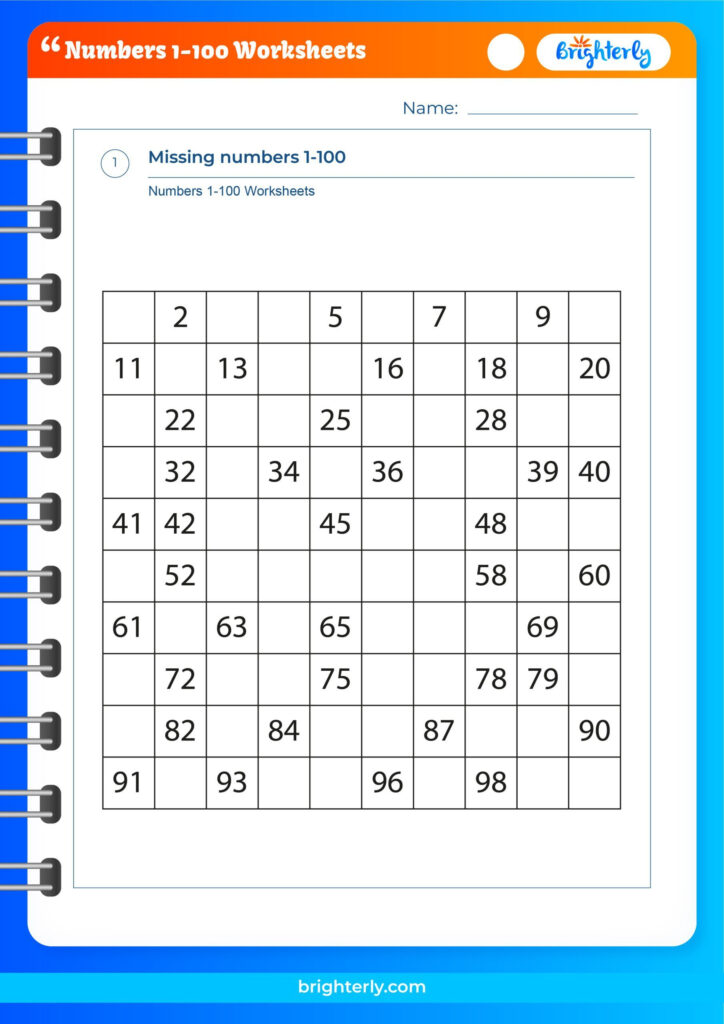 Free Printable Numbers 1 100 Worksheets For Kids PDFs 