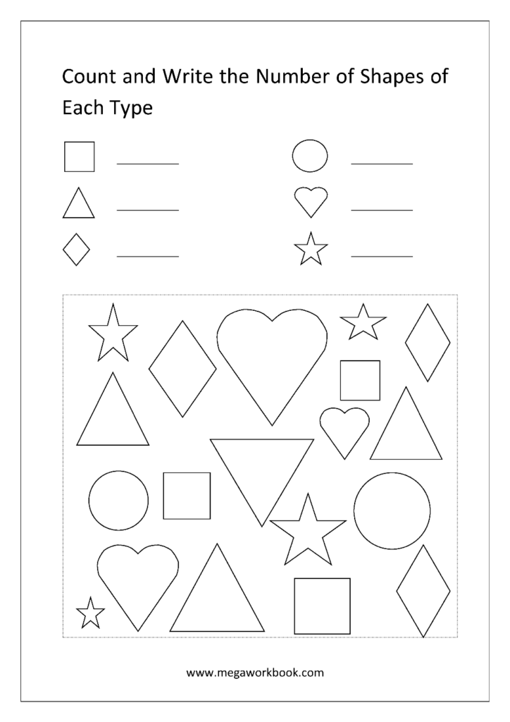 Free Printable Shapes Worksheets For Preschool Kindergarten Counting 
