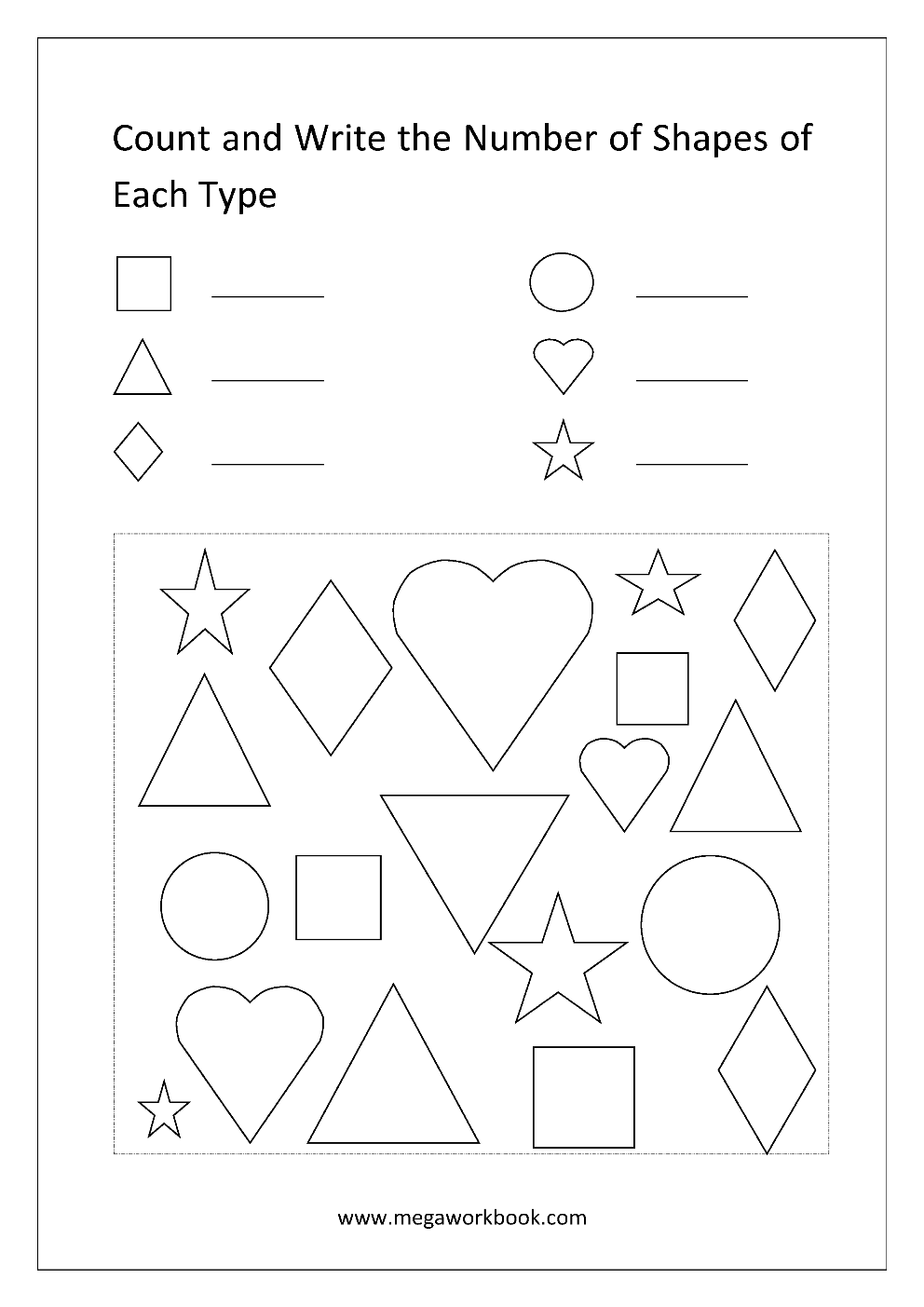 Free Printable Shapes Worksheets For Preschool Kindergarten Counting 