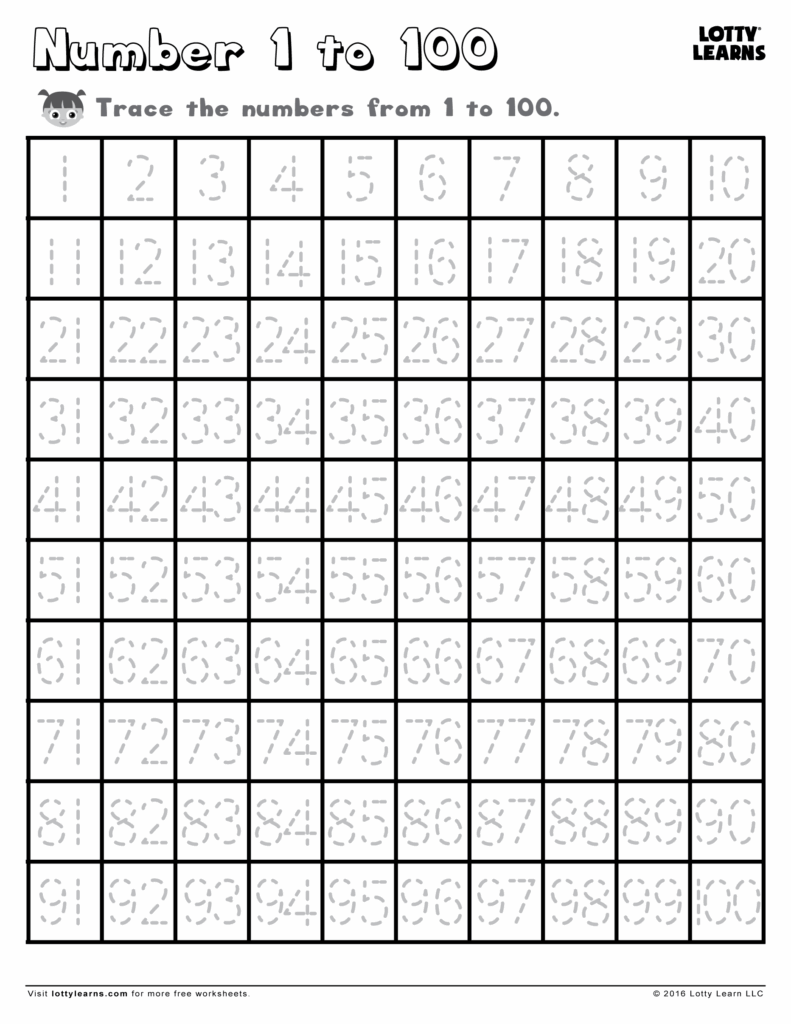 Free Printable Tracing Numbers 1 100 Worksheets