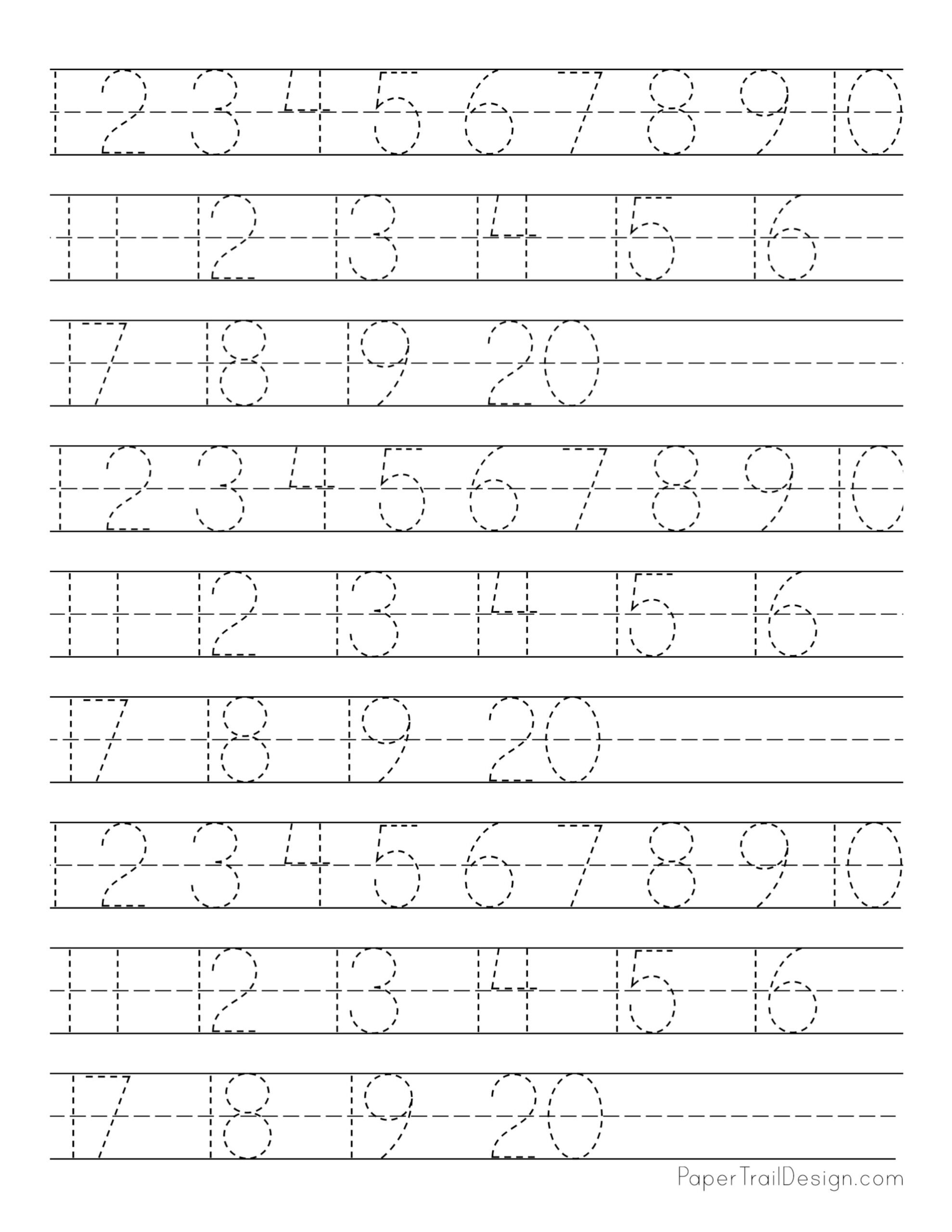 Free Printable Tracing Numbers 1 20 Worksheets