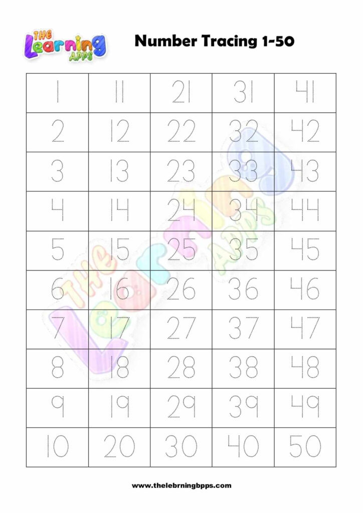 Free Printable Tracing Numbers 1 50 Worksheets Pdf