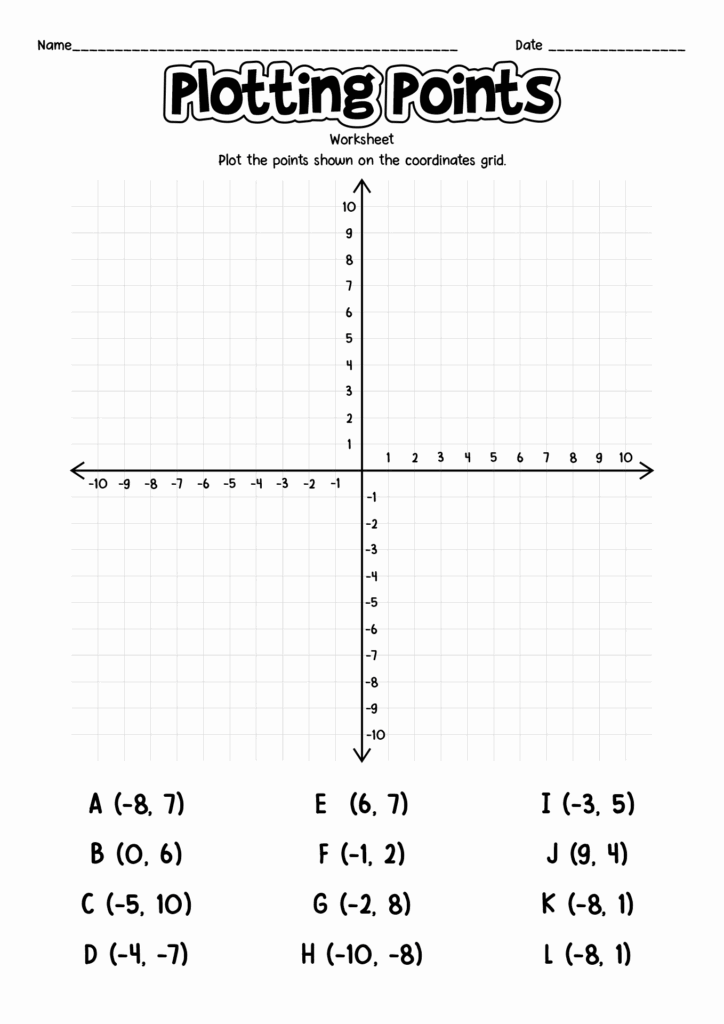 Free Worksheets On Coordinate Planes