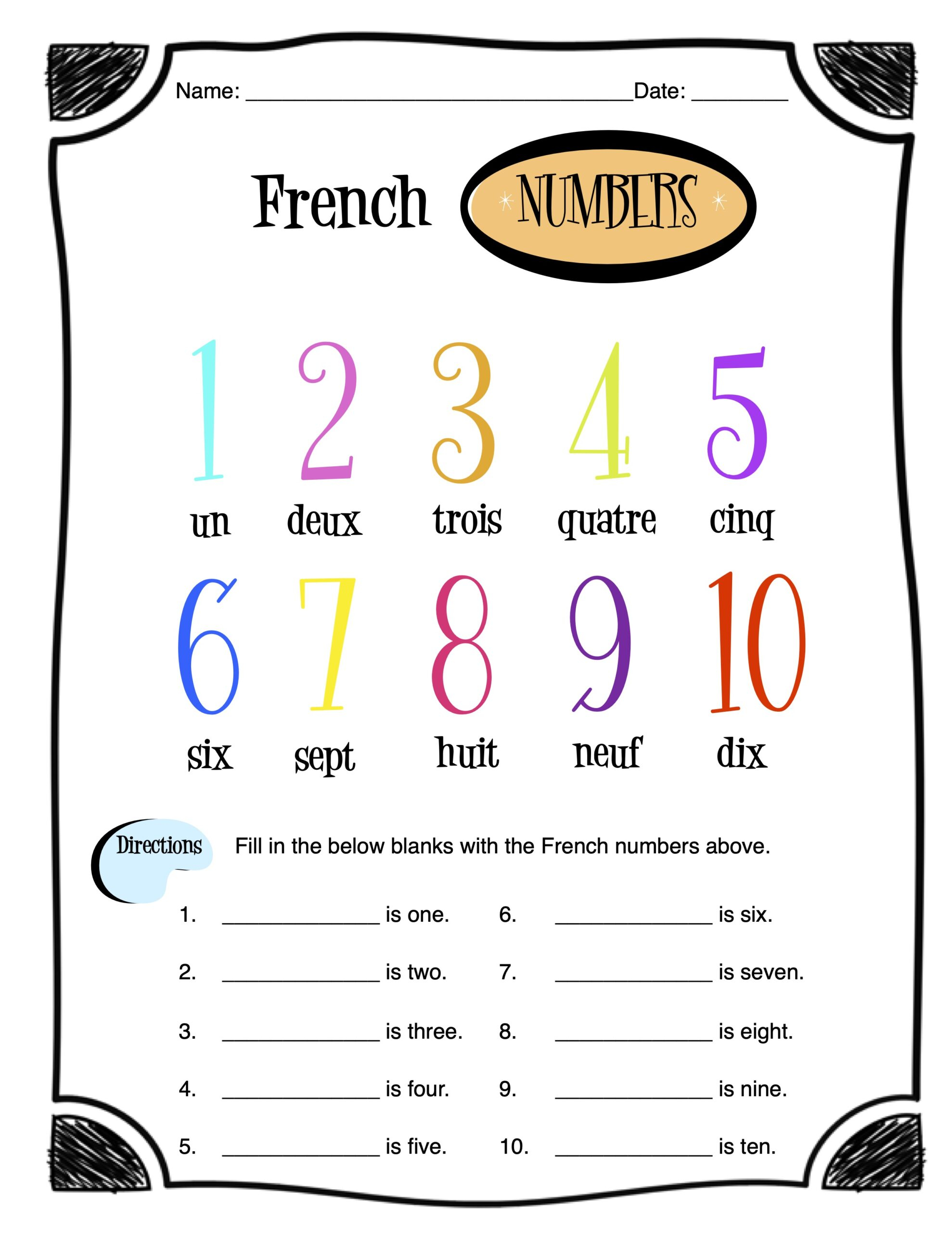 French Numbers Worksheet Packet Made By Teachers