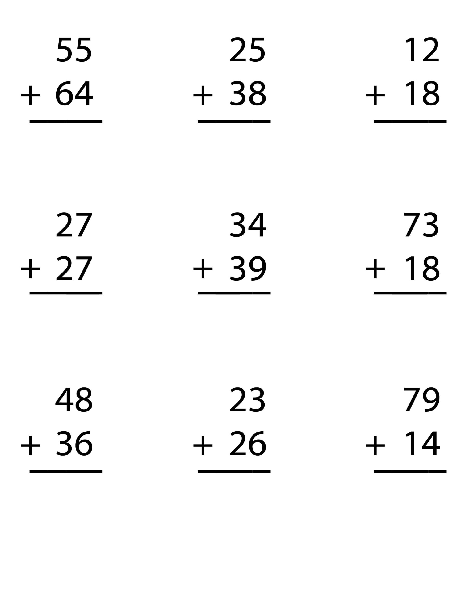 Grade 1 Math 2 Digit Addition Worksheets