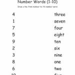 Grade 1 Numbers Words Matching Worksheets 1 10 Number Words
