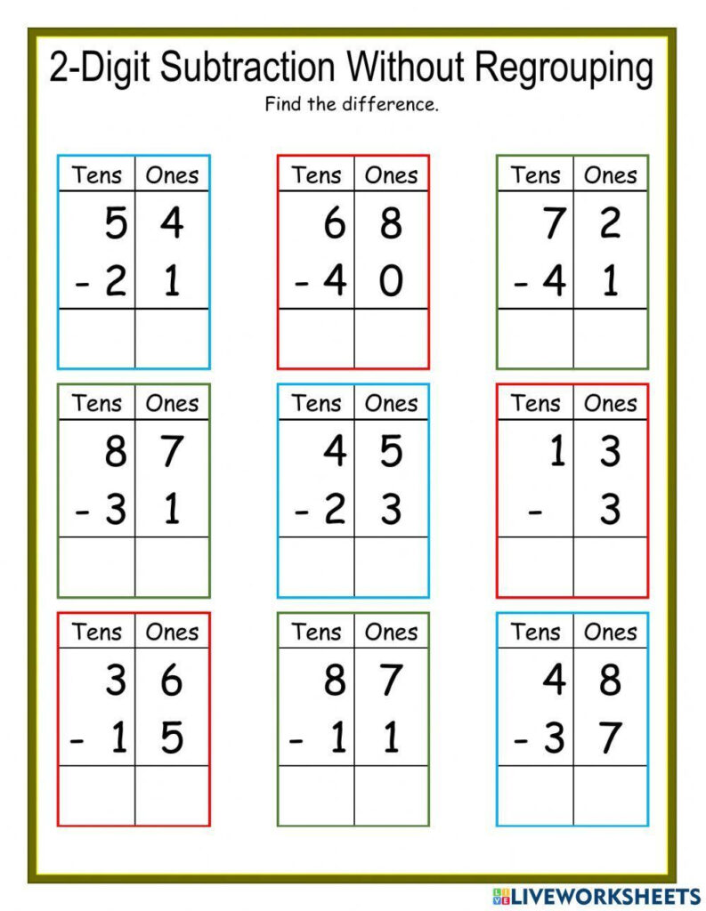 Grade 2 Worksheet Subtract 2 digit Numbers With Regrouping K5 