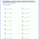 Grade 3 Worksheet Add Improper Fractions To Complete A Whole Number