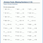 Grade 4 Math Worksheet Mental Division Division Facts Missing