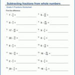 Grade 4 Math Worksheets Subtracting Fractions From Whole Numbers K5