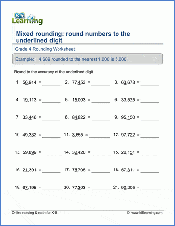 Grade 4 Place Value Rounding Worksheets K5 Learning