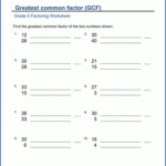 Grade 5 Math Worksheet Factoring Greatest Common Factor Of Two