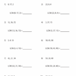 Grade 6 Math Worksheet Least Common Multiple LCM Of 3 Numbers