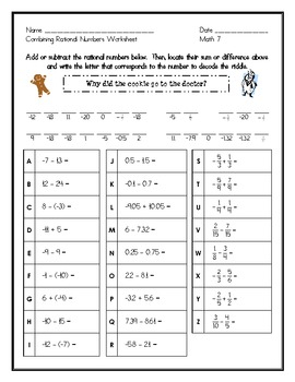 Grade 7 Rational Numbers Worksheet