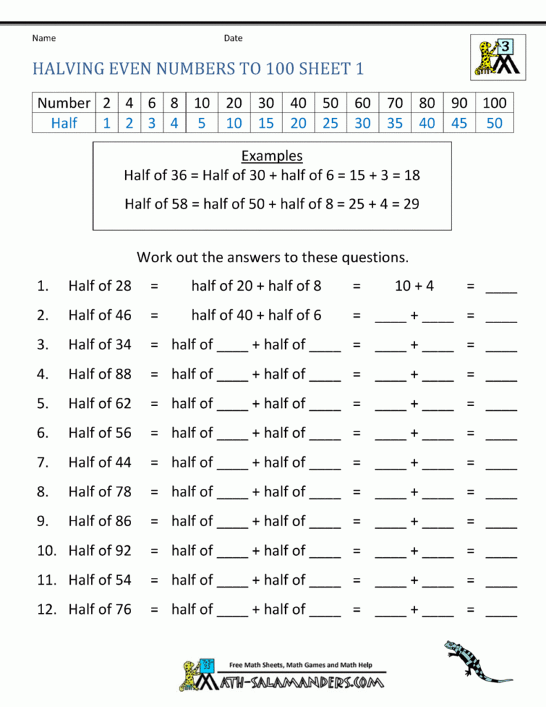 Halves And Doubles Worksheet