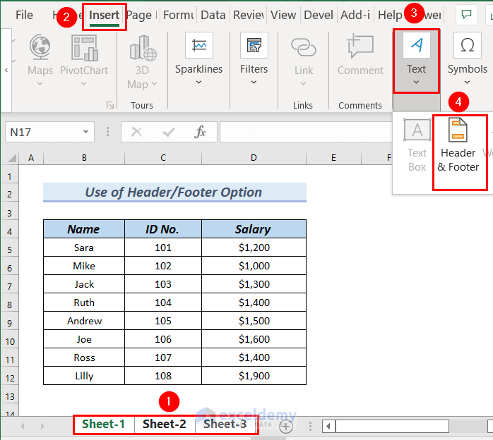 How To Insert Sequential Page Numbers Across Worksheets