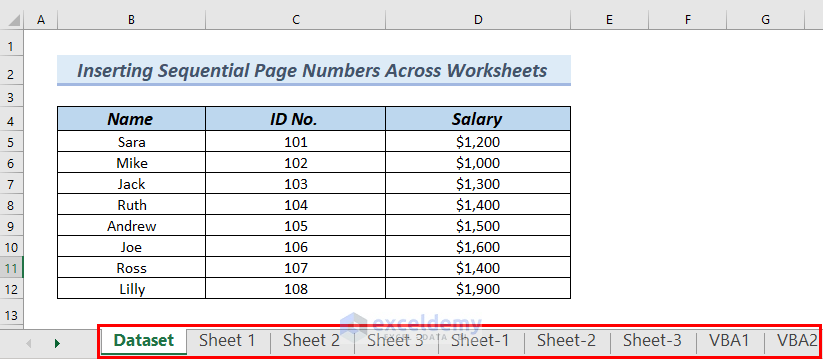 How To Insert Sequential Page Numbers Across Worksheets