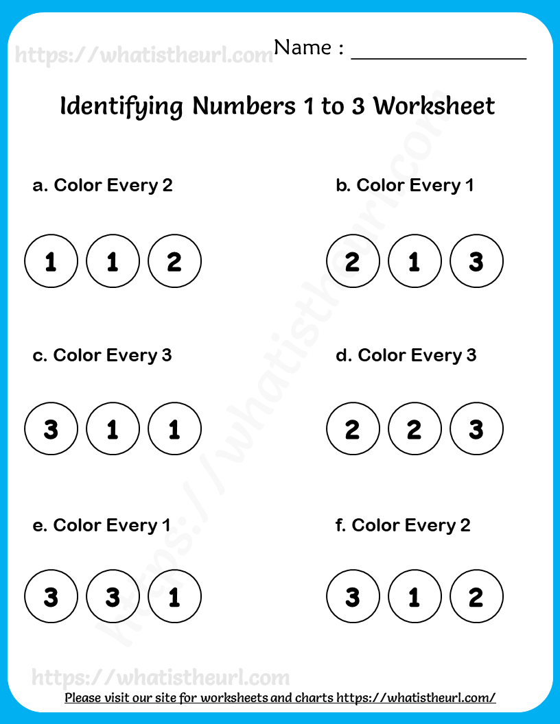 Identifying numbers 1 to 3 worksheet 3 Your Home Teacher