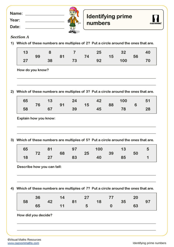 Identifying Prime Numbers Worksheet Key Stage 2 PDF Number Worksheets