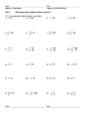Imaginary Numbers Worksheet Fill And Sign Printable Template Online