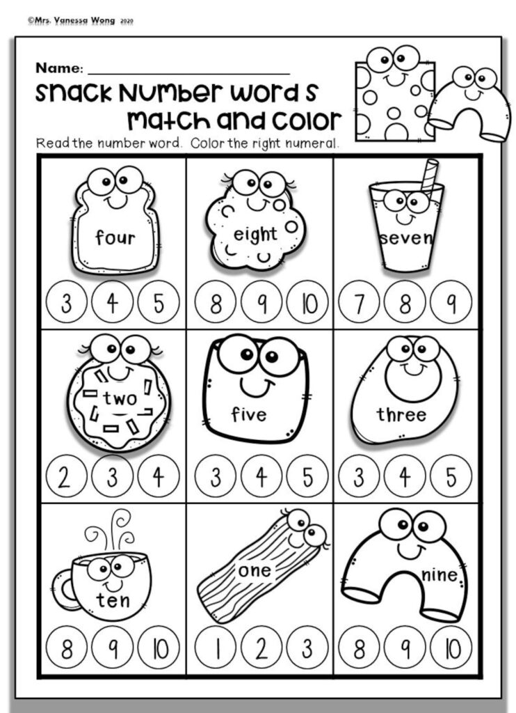 Kindergarten Math Worksheets Numbers 1 10 Number Words Etsy Denmark