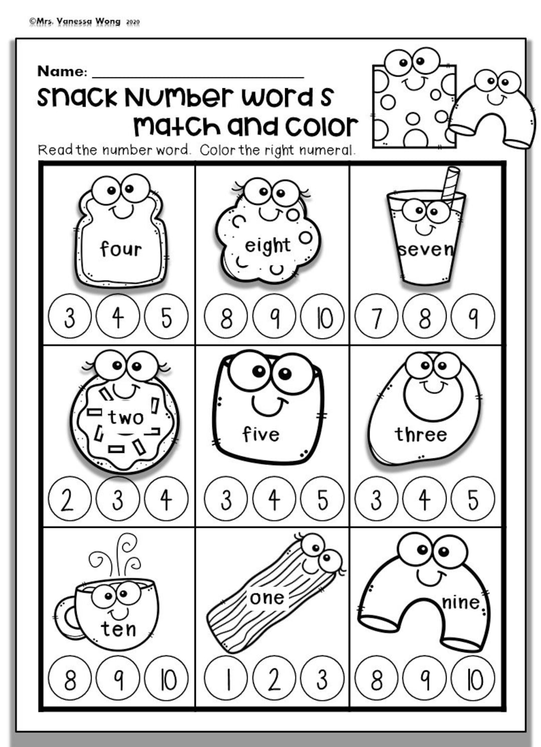 Kindergarten Math Worksheets Numbers 1 10 Number Words Preschool