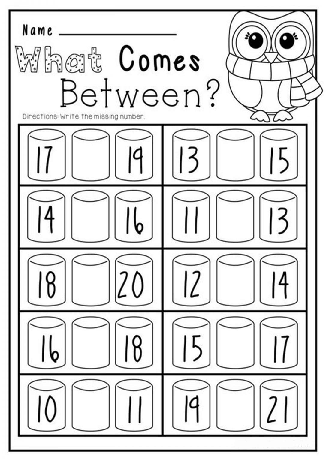 Kindergarten Missing Number Worksheets