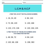Lcm And Hcf Worksheet For Grade 6 Grade 4 Least Common Multiple Lcm