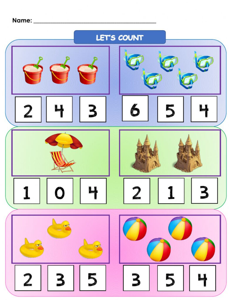 Let S Count Numbers 1 5 At The Beach Worksheet CountingWorksheets