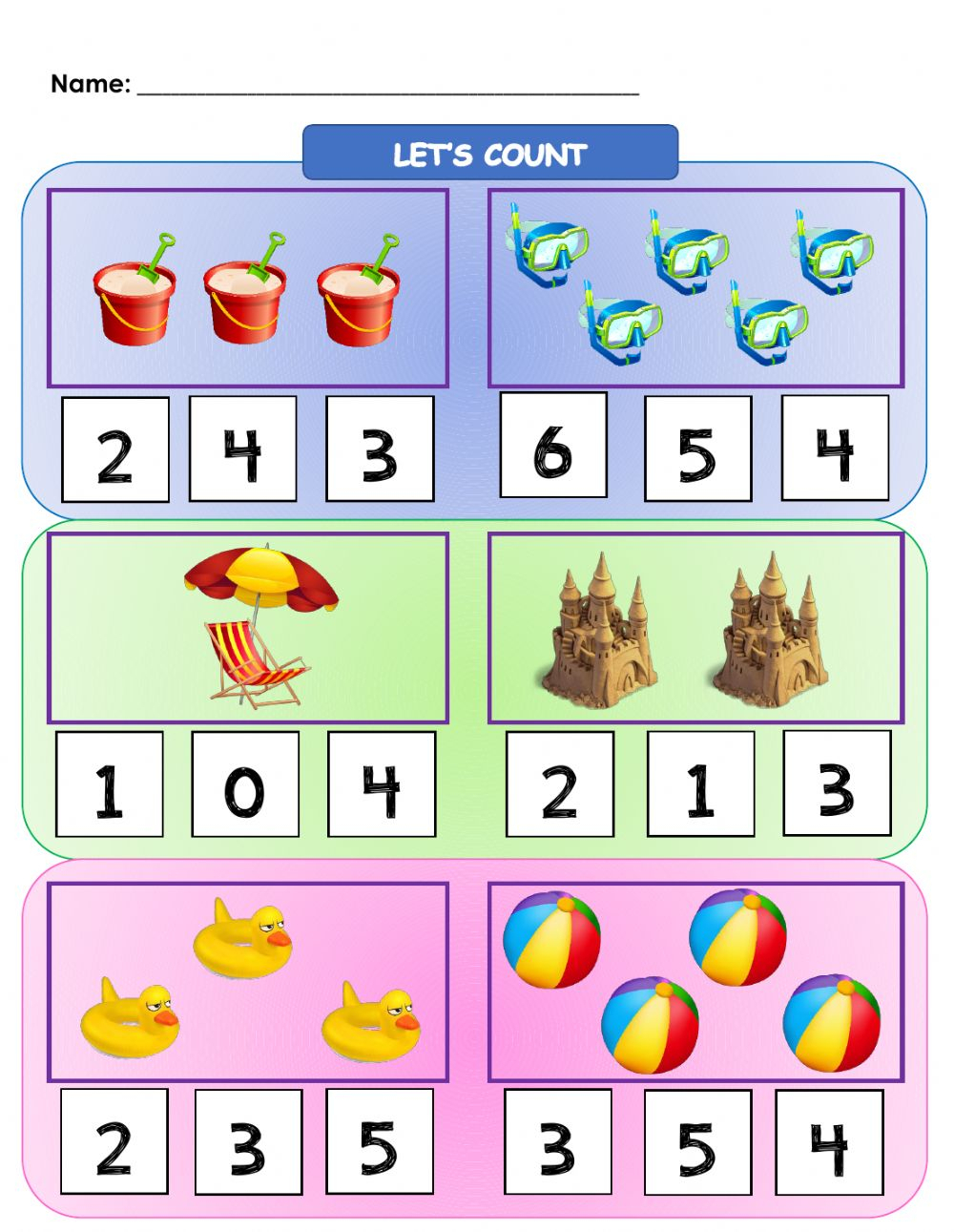 Let S Count Numbers 1 5 At The Beach Worksheet CountingWorksheets