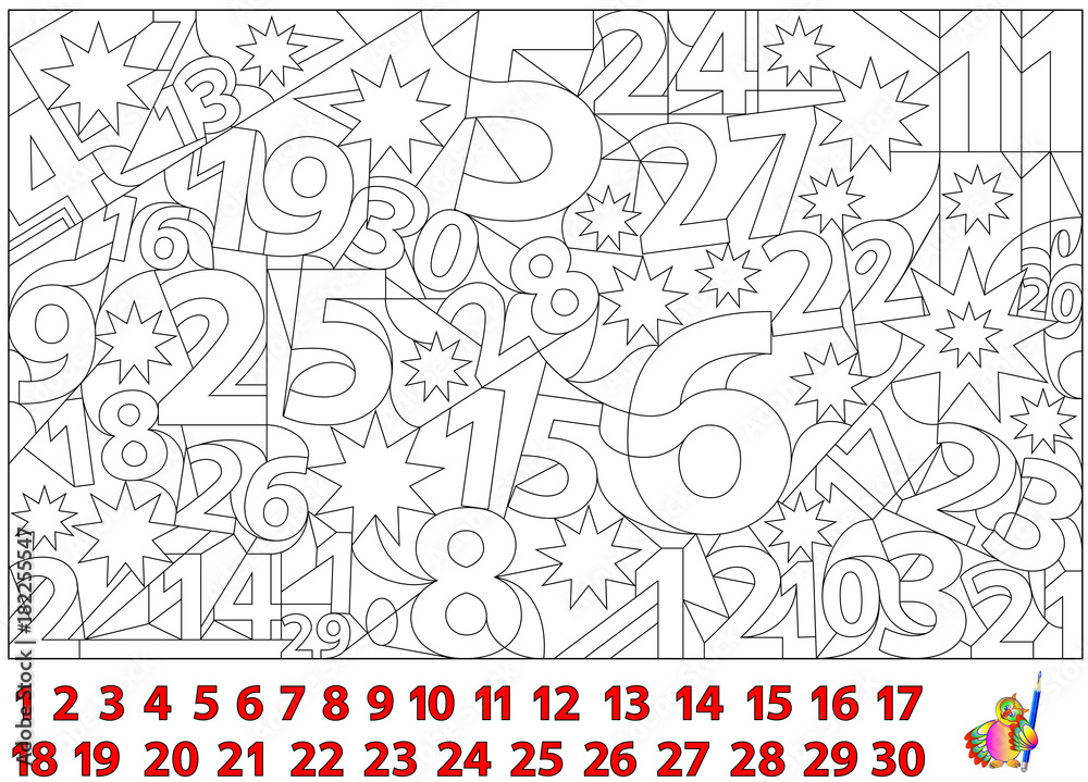 Logic Puzzle Game Find The Numbers Hidden In The Picture And Paint 