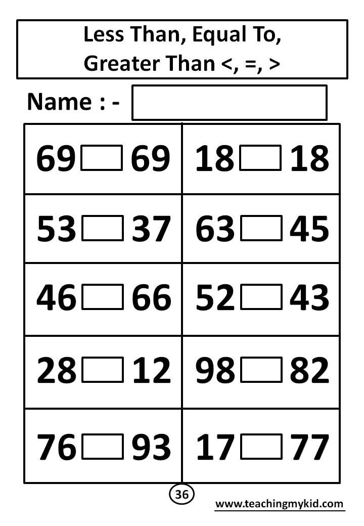 Mark Greater Or Lesser numbers Between 1 To 100 Archives Teaching 