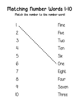 Matching Number Words 1 10 By Glow And Grow TPT
