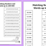 Matching Numbers And Words Up To 100 000 Differentiated Worksheets