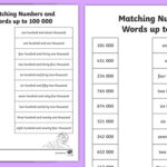 Matching Numbers And Words Up To 100 000 Differentiated Worksheets