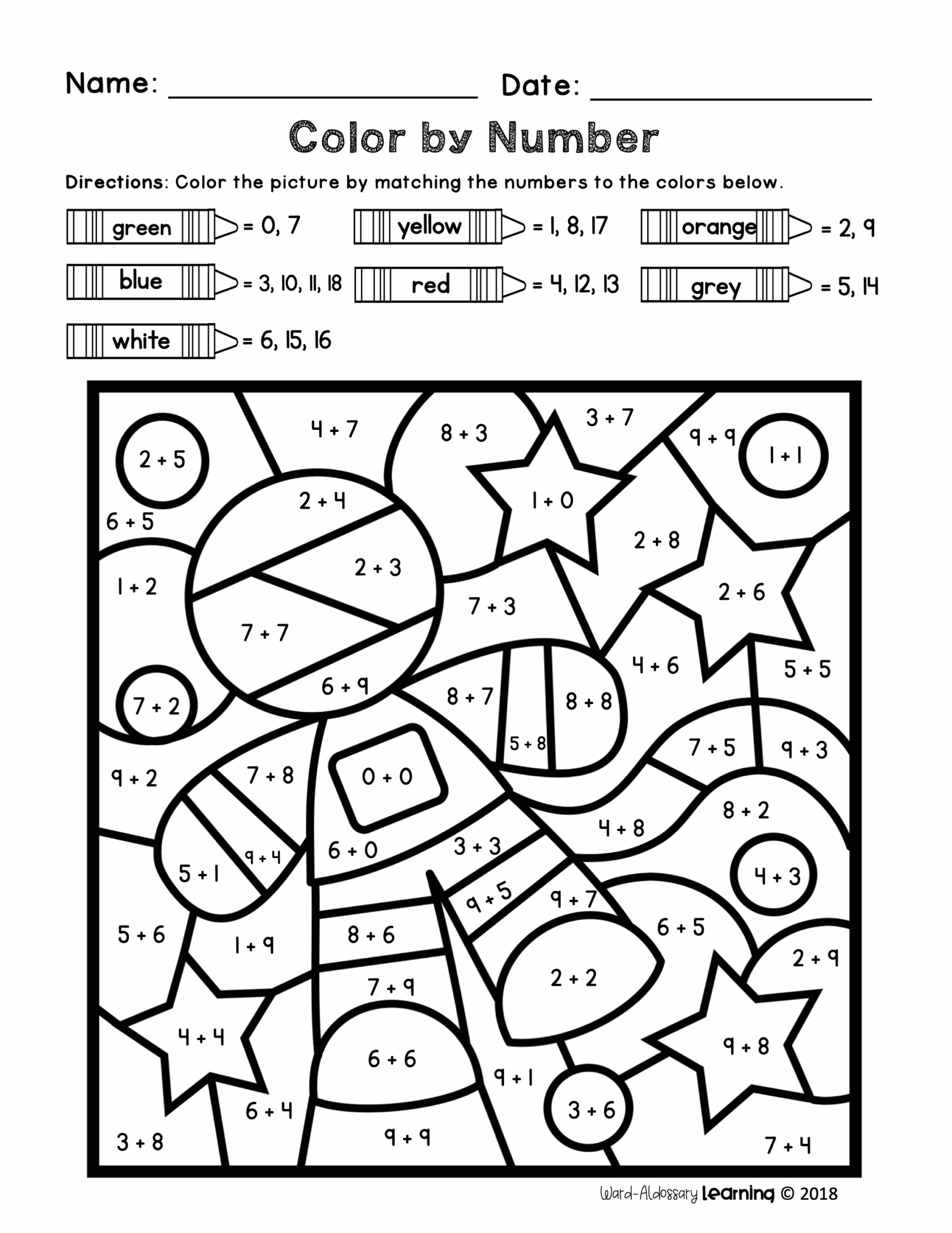Math Color By Number Worksheets