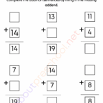 Missing Number Addition Worksheets Pdf 20 About Preschool