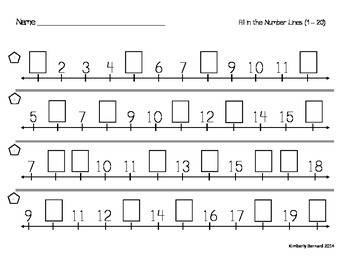 Missing Numbers On Number Line 1 20 By Kimberly Bernard TPT