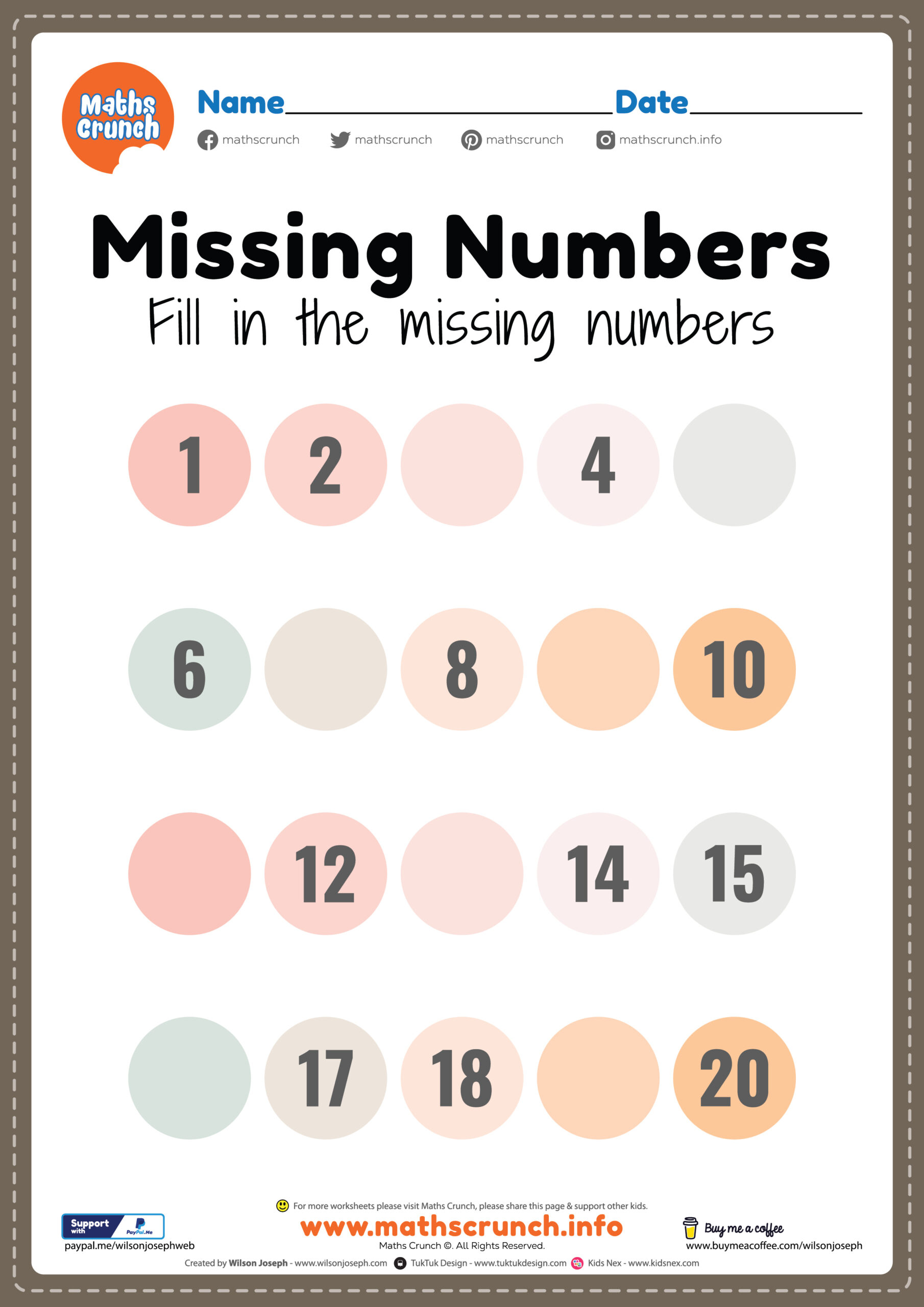 Missing Numbers Worksheet Free Printable Pdf For Kids Free Fact
