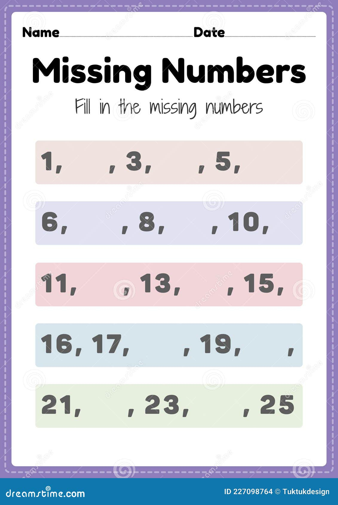 Missing Numbers Worksheet Math Printable Sheet For Preschool And 