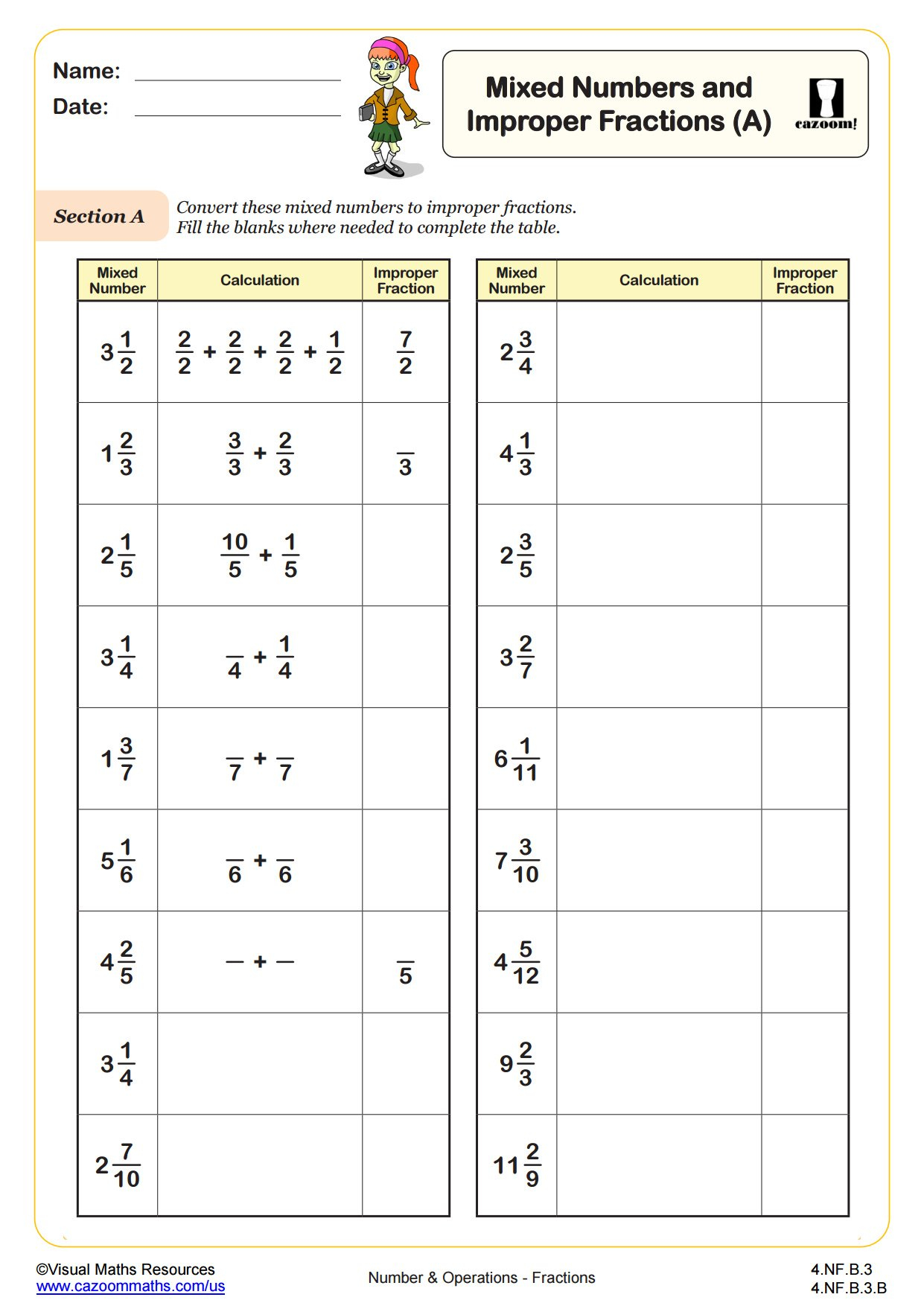Mixed Numbers Improper Fractions A Fun And Engaging 4th Grade PDF 