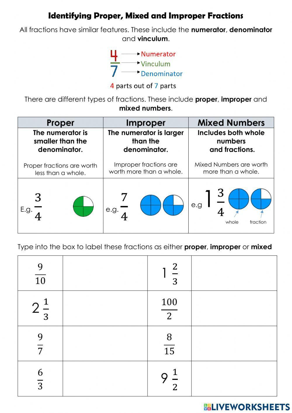 Mixed Numbers To Improper Fractions Worksheet Examples Answers Mixed Numbers To Improper Fractions Worksheet examples Answers