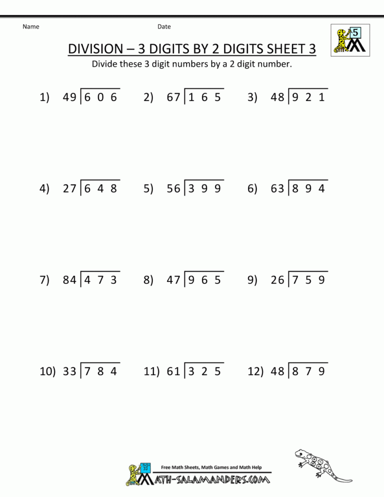 Multi Digit Division Worksheets Division Long Worksheets Rem