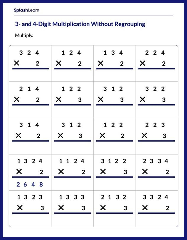 Multi Digit Multiplication Worksheets Free Printable SplashLearn