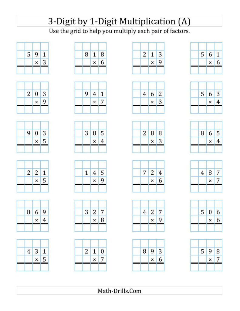 Multiplication By 3 Digits Worksheets