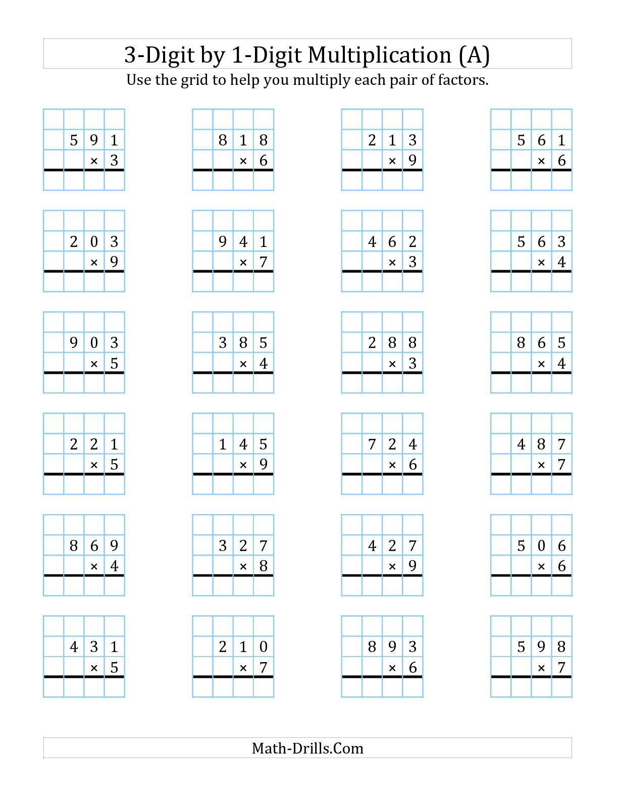 Multiplication By 3 Digits Worksheets