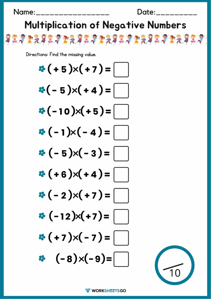 Multiplication Of Negative Numbers WorksheetsGO